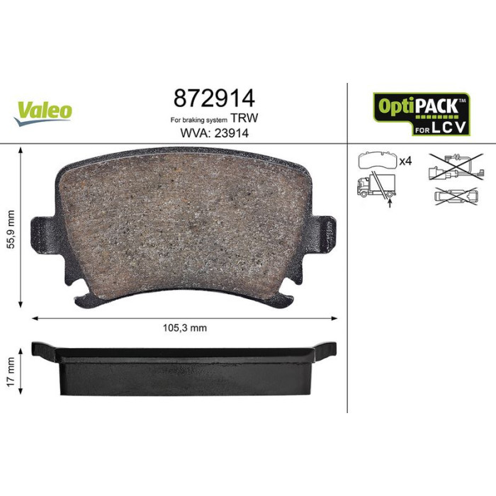 Valeo Bremsbelagsatz 872914 Valeo Bremsbelagsatz 872914