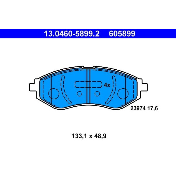 ATE Bremsbelagsatz Chevrolet Vorderachse Aveo/Kalos 1.2-1.5 04 13.0460-5899.2 ATE Bremsbelagsatz Chevrolet Vorderachse Aveo/Kalos 1.2-1.5 04 13.0460-5899.2