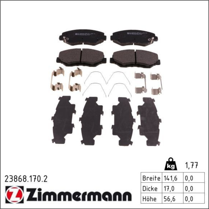 ZIMMERMANN Bremsbeläge 23868.170.2 ZIMMERMANN Bremsbeläge 23868.170.2