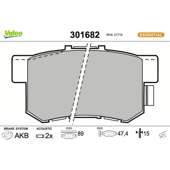 Valeo Bremsbelagsatz 301682 Valeo Bremsbelagsatz 301682