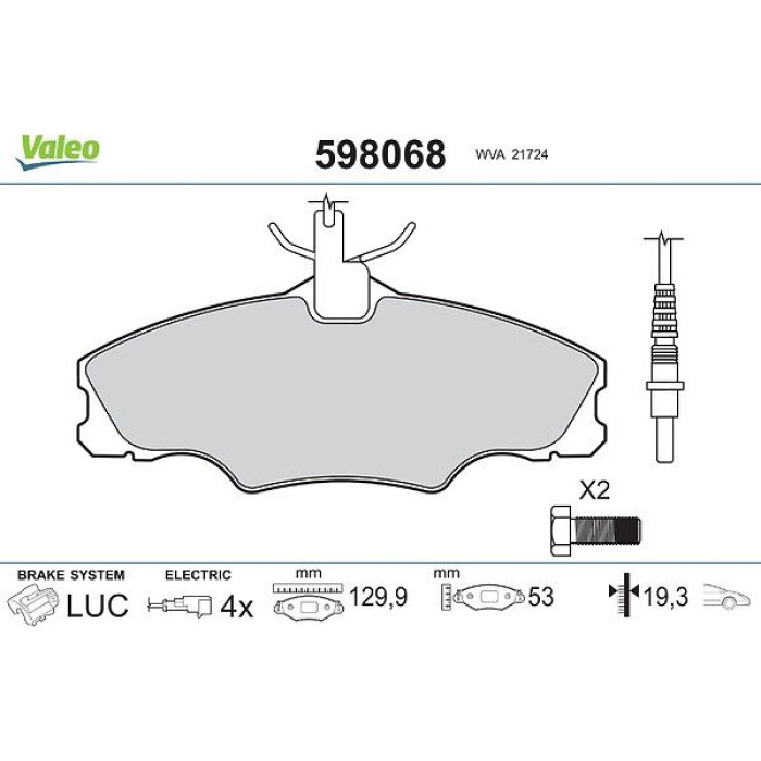 Valeo Bremsbelagsatz 598068 Valeo Bremsbelagsatz 598068