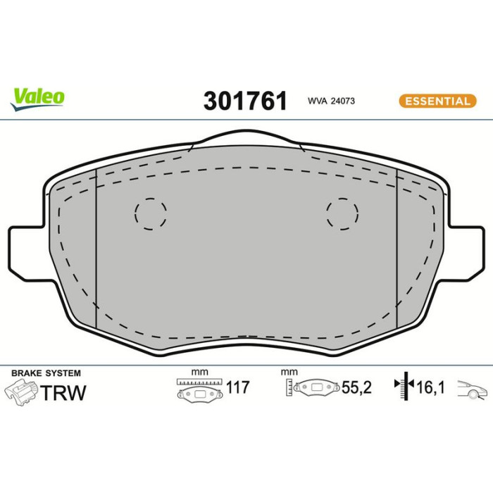 Valeo Bremsbelagsatz 301761 Valeo Bremsbelagsatz 301761
