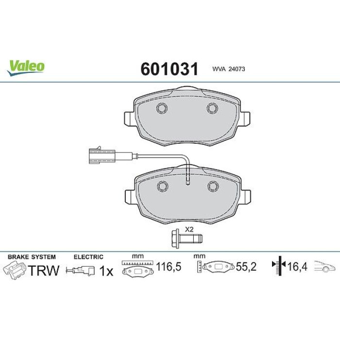 Valeo Bremsbelagsatz 601031 Valeo Bremsbelagsatz 601031