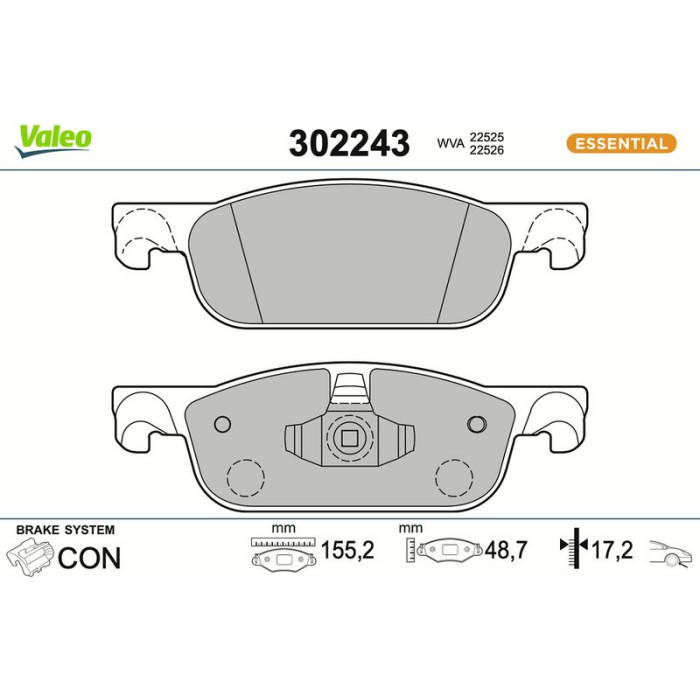 Valeo Bremsbelagsatz 302243 Valeo Bremsbelagsatz 302243