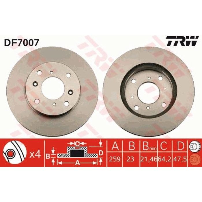 TRW Bremsscheibe DF7007 TRW Bremsscheibe DF7007