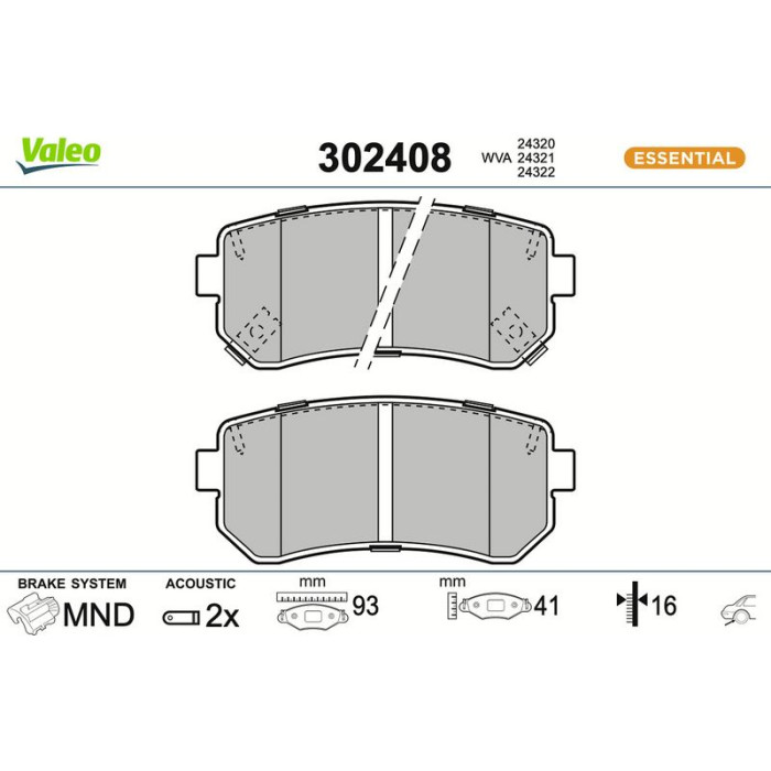 302408 Valeo Bremsbelagsatz 302408 302408 Valeo Bremsbelagsatz 302408