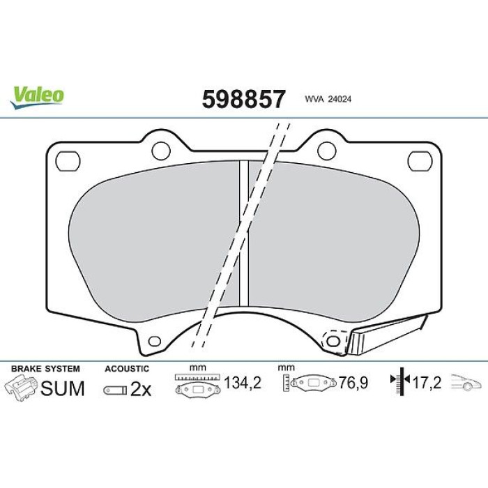 Valeo Bremsbelagsatz 598857 Valeo Bremsbelagsatz 598857
