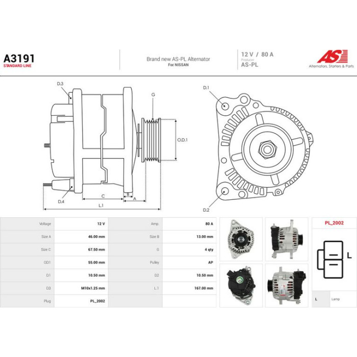 A3191 AS-PL Lichtmaschine (Generator) A3191