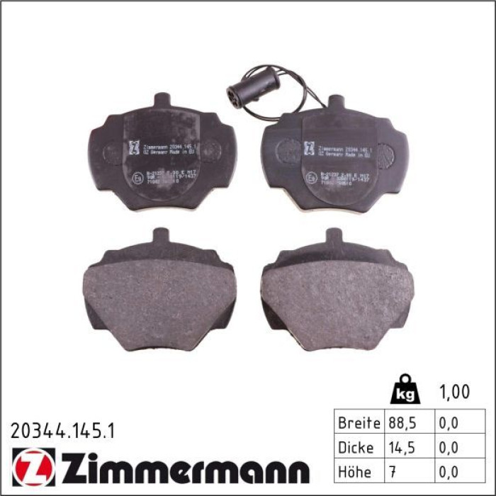 ZIMMERMANN Bremsbeläge 20344.145.1 ZIMMERMANN Bremsbeläge 20344.145.1