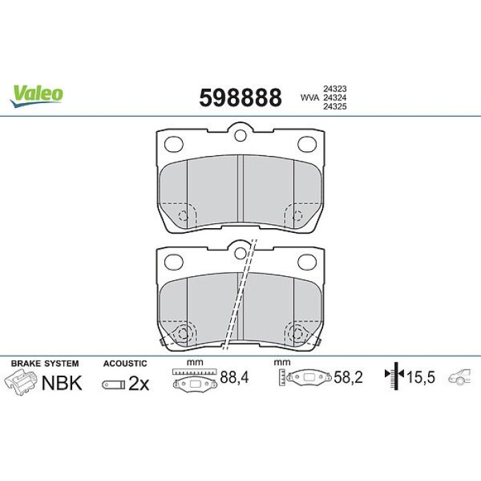 Valeo Bremsbelagsatz 598888 Valeo Bremsbelagsatz 598888
