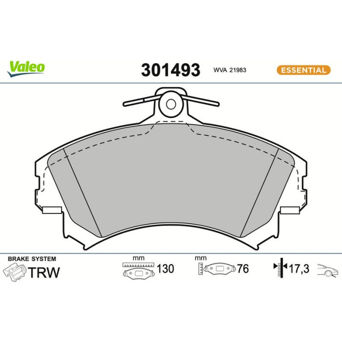 Valeo Bremsbelagsatz 301493 Valeo Bremsbelagsatz 301493