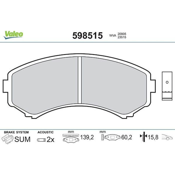 Valeo Bremsbelagsatz 598515 Valeo Bremsbelagsatz 598515