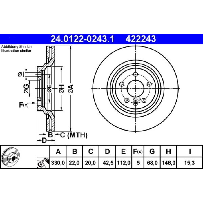 ATE Bremsscheibe 24.0122-0243.1