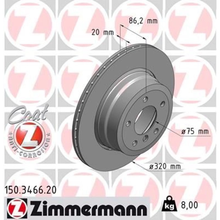 150.3466.20 Zimmermann Bremsscheibe 150.3466.20