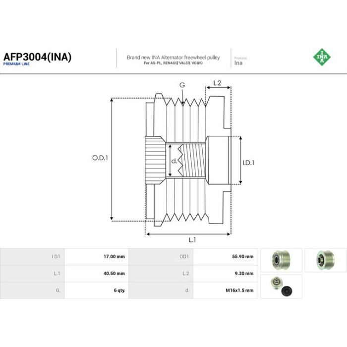 AFP3004(INA) AUTOSTARTER Lichtmaschinenfreilauf AFP3004(INA) AFP3004(INA) AUTOSTARTER Lichtmaschinenfreilauf AFP3004(INA)