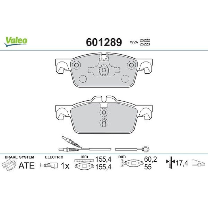 Valeo Bremsbelagsatz 601289 Valeo Bremsbelagsatz 601289