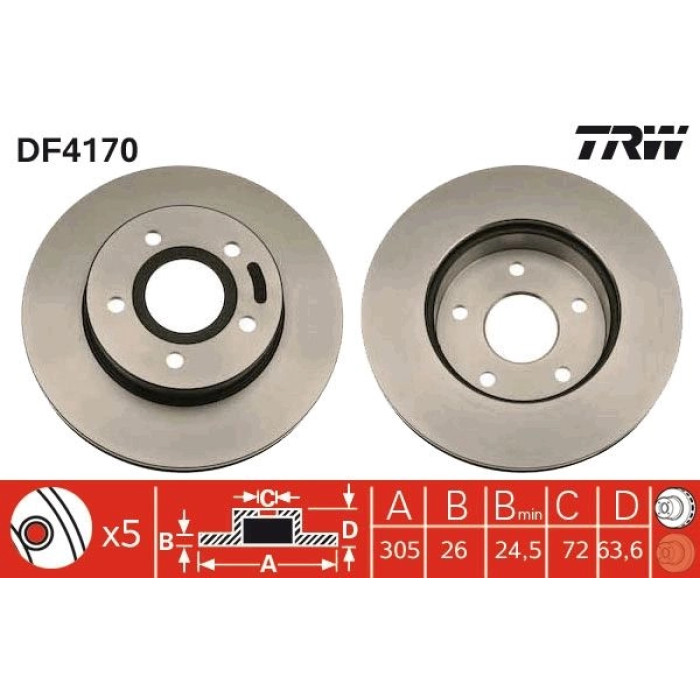 TRW Bremsscheibe Jeep P. Cherokee DF4170 TRW Bremsscheibe Jeep P. Cherokee DF4170