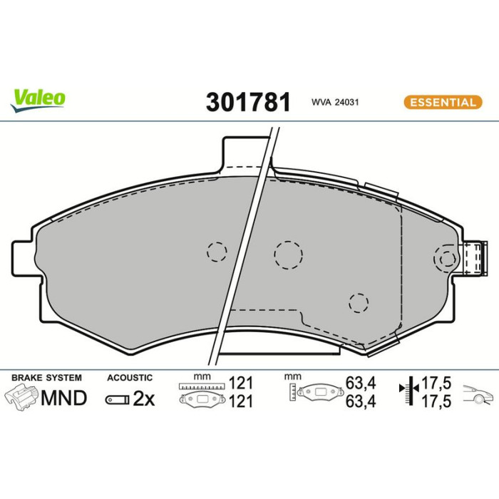 301781 Valeo Bremsbelagsatz 301781 301781 Valeo Bremsbelagsatz 301781