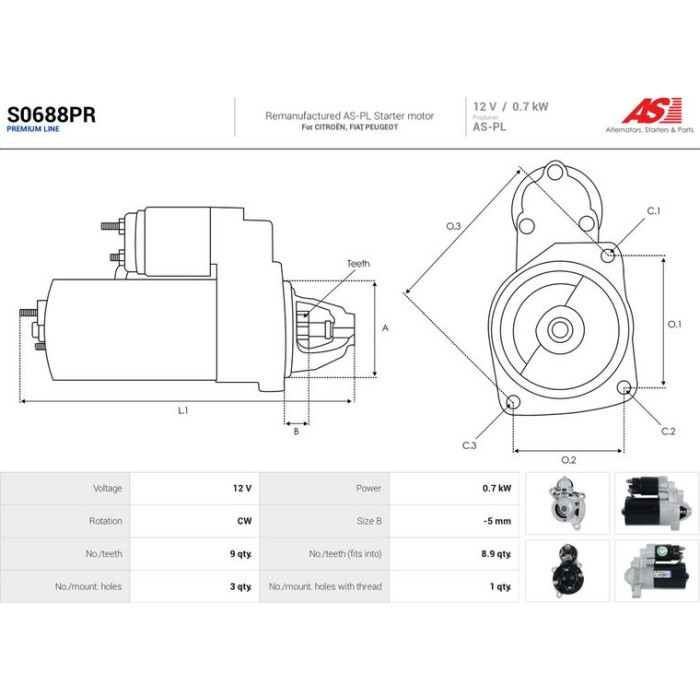 AS-PL Anlasser S0688PR AS-PL Anlasser S0688PR