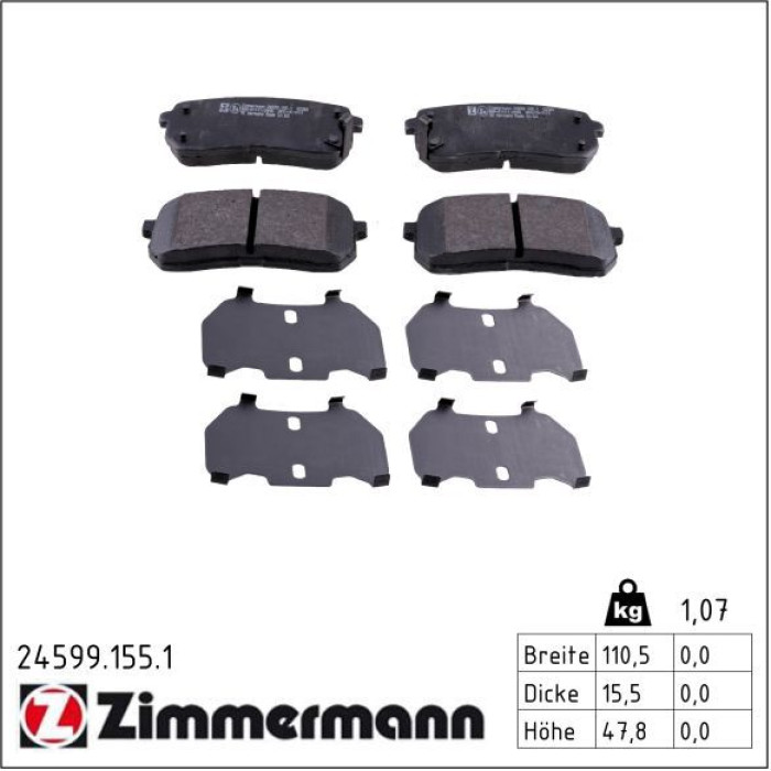 ZIMMERMANN Bremsbeläge 24599.155.1 ZIMMERMANN Bremsbeläge 24599.155.1