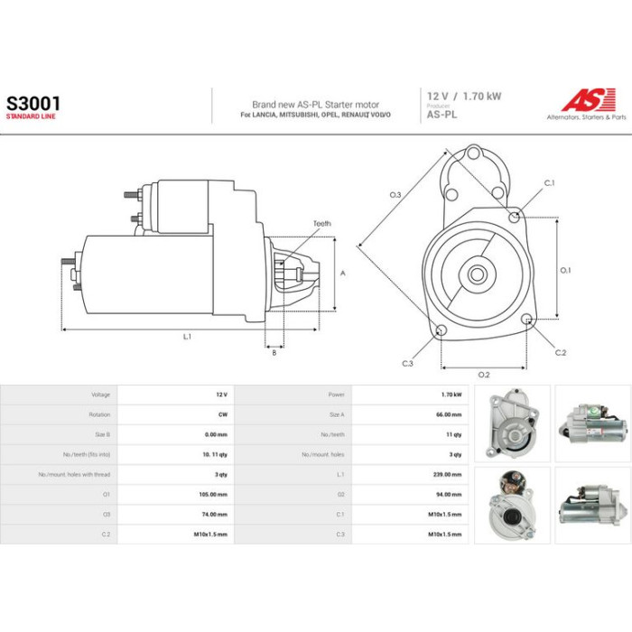 S3001 AS-PL Anlasser (Starter) S3001