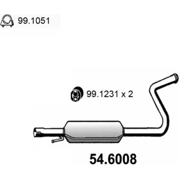 ASSO Mittelschalldämpfer 54.6008 ASSO Mittelschalldämpfer 54.6008