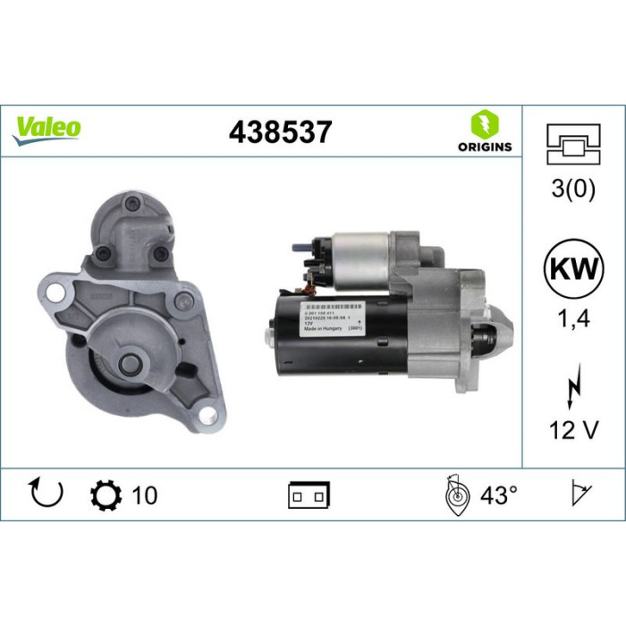 Valeo Anlasser 438537 Valeo Anlasser 438537