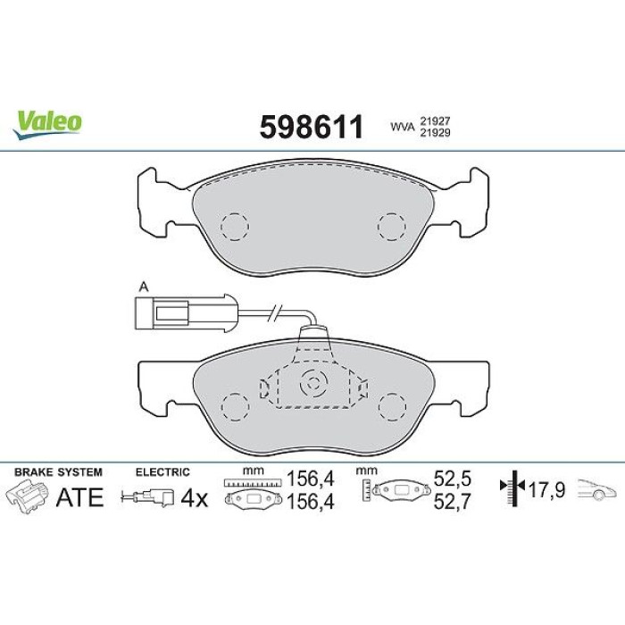 Valeo Bremsbelagsatz 598611 Valeo Bremsbelagsatz 598611