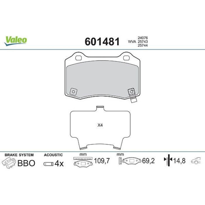 Valeo Bremsbelagsatz 601481 Valeo Bremsbelagsatz 601481