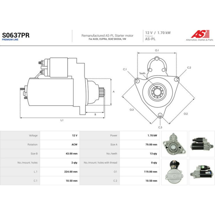 AS-PL Anlasser S0637PR AS-PL Anlasser S0637PR