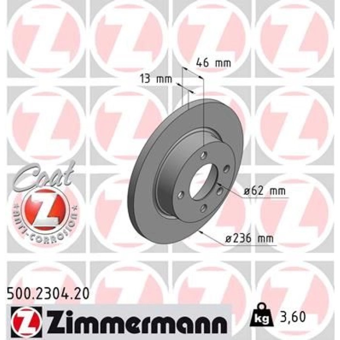 Zimmermann Bremsscheibe 500.2304.20 Zimmermann Bremsscheibe 500.2304.20