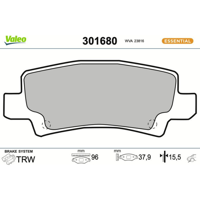 301680 Valeo Bremsbelagsatz 301680 301680 Valeo Bremsbelagsatz 301680