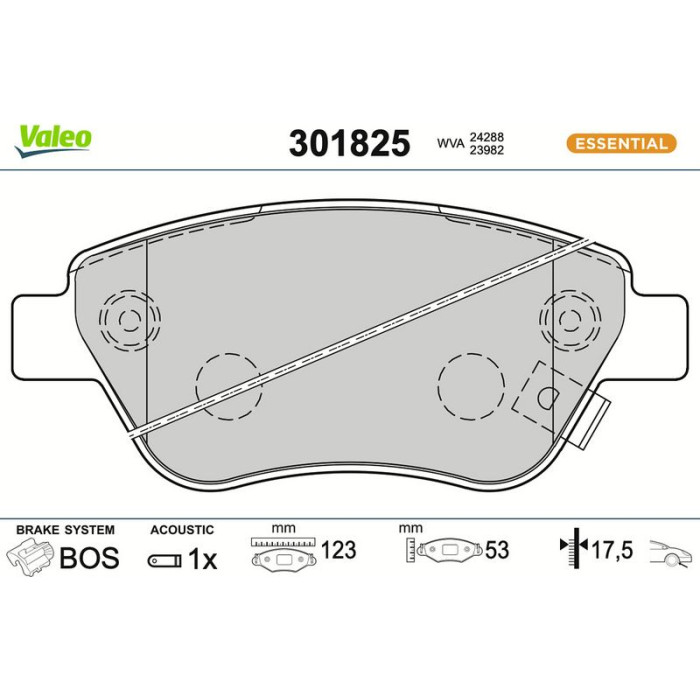 Valeo Bremsbelagsatz 301825 Valeo Bremsbelagsatz 301825