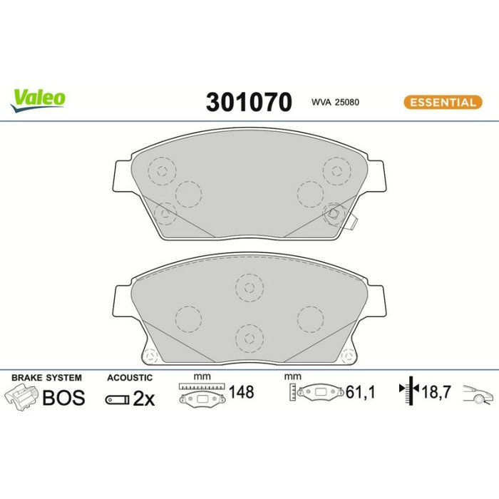 Valeo Bremsbelagsatz 301070 Valeo Bremsbelagsatz 301070