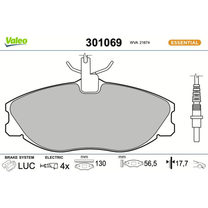 Valeo Bremsbelagsatz 301069 Valeo Bremsbelagsatz 301069