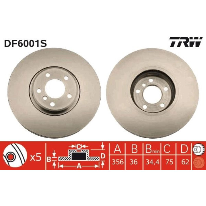TRW Bremsscheibe DF6001S TRW Bremsscheibe DF6001S