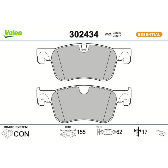 Valeo Bremsbelagsatz 302434 Valeo Bremsbelagsatz 302434