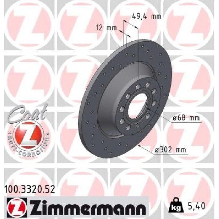 Zimmermann Bremsscheibe Hinterachse Sport 100.3320.52 Zimmermann Bremsscheibe Hinterachse Sport 100.3320.52