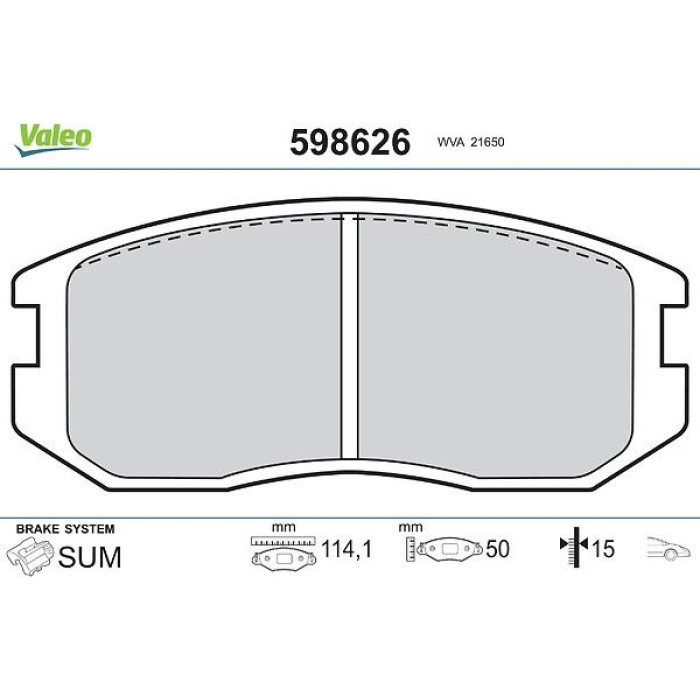 Valeo Bremsbelagsatz 598626 Valeo Bremsbelagsatz 598626