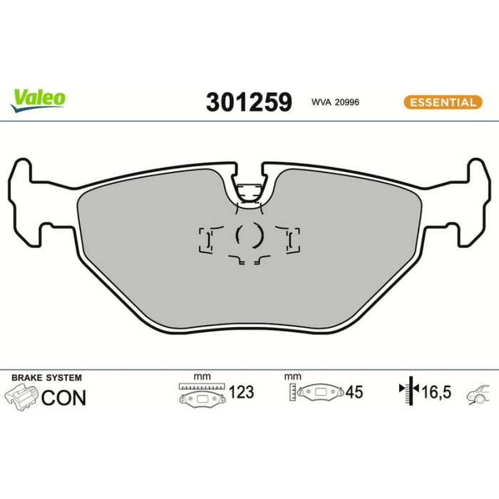 Valeo Bremsbelagsatz 301259 Valeo Bremsbelagsatz 301259