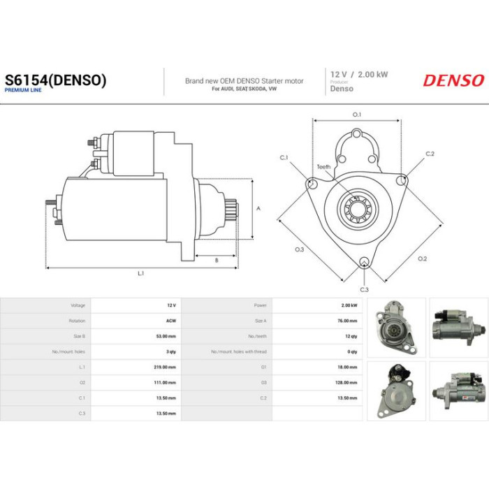 S6154(DENSO) AS-PL Anlasser (Starter) S6154(DENSO)