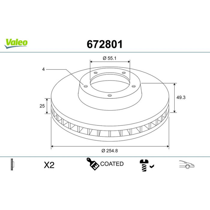Valeo Bremsscheibe 672801 Valeo Bremsscheibe 672801