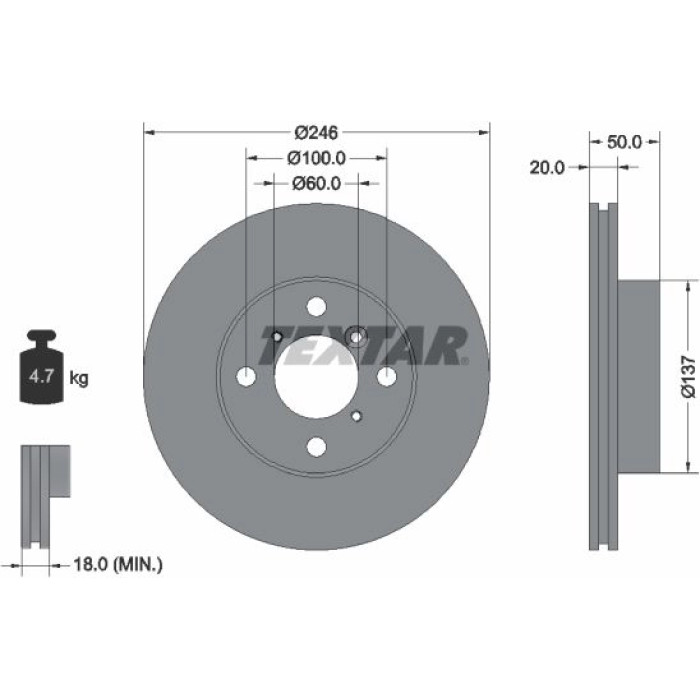 Textar Bremsscheibe 92104500 Textar Bremsscheibe 92104500