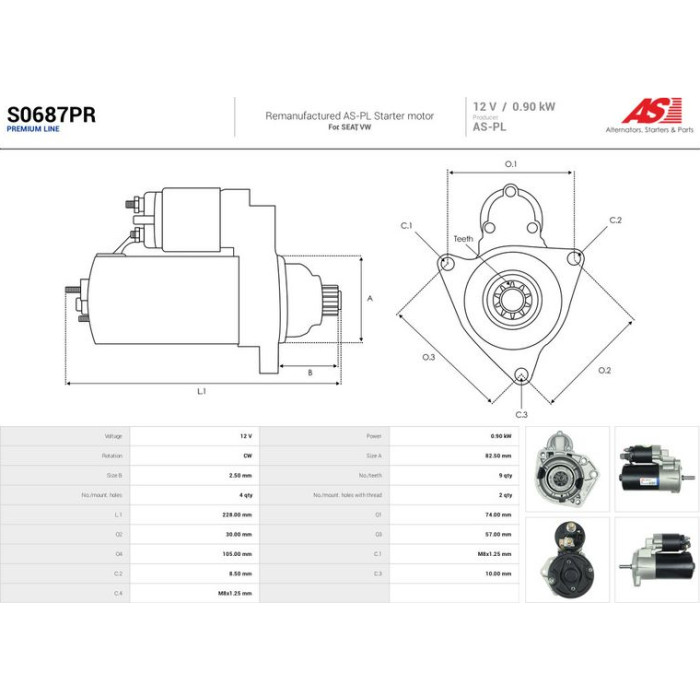 S0687PR AS-PL Anlasser (Starter) S0687PR S0687PR AS-PL Anlasser (Starter) S0687PR