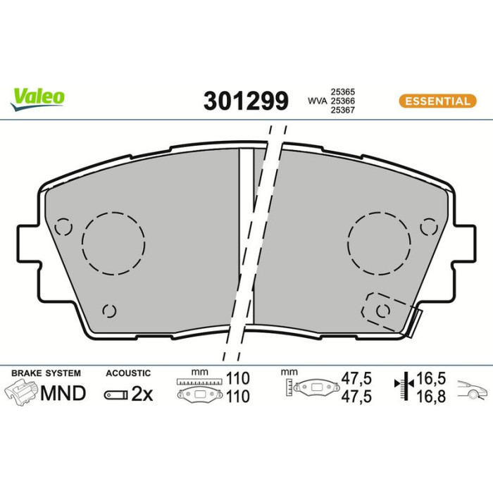 Valeo Bremsbelagsatz 301299 Valeo Bremsbelagsatz 301299