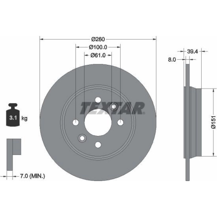 Textar Bremsscheibe 92347603 Textar Bremsscheibe 92347603