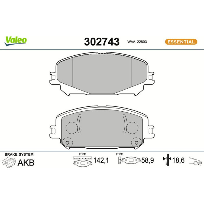 Valeo Bremsbelagsatz 302743 Valeo Bremsbelagsatz 302743
