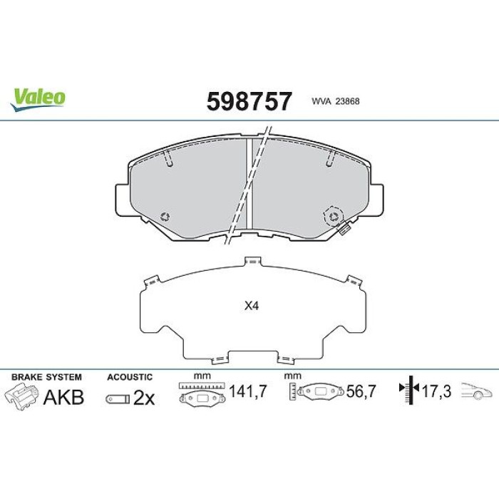 Valeo Bremsbelagsatz 598757 Valeo Bremsbelagsatz 598757