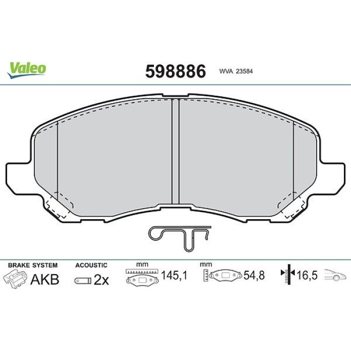 Valeo Bremsbelagsatz 598886 Valeo Bremsbelagsatz 598886