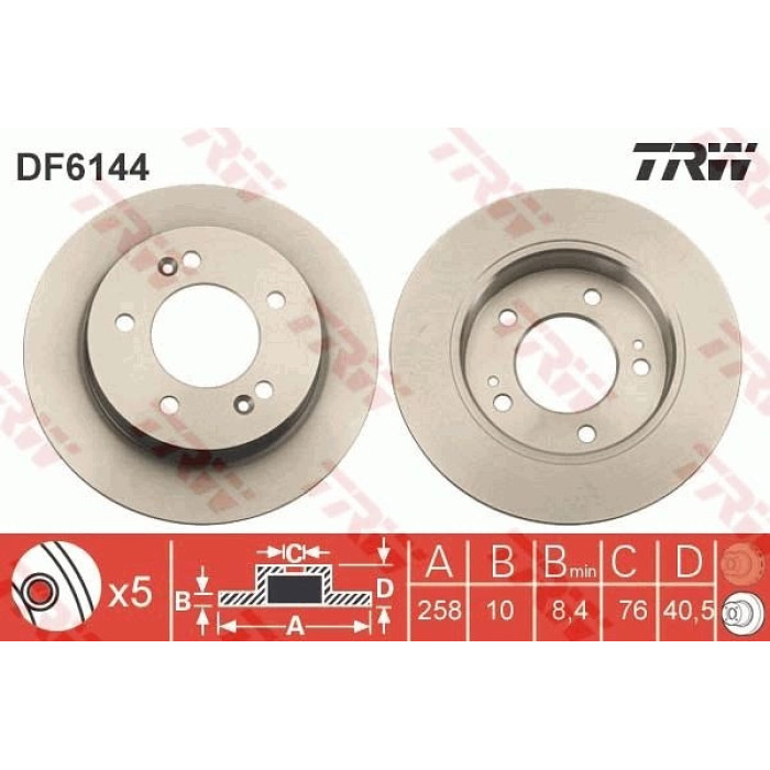 TRW Bremsscheibe Kia T. Venga/Ix20 2010 DF6144 TRW Bremsscheibe Kia T. Venga/Ix20 2010 DF6144